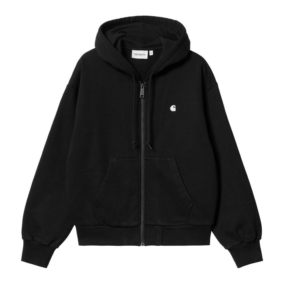 Felpa con cappuccio Carhartt WIP W' Hooded Casey Jacket Black / Silver – vista frontale