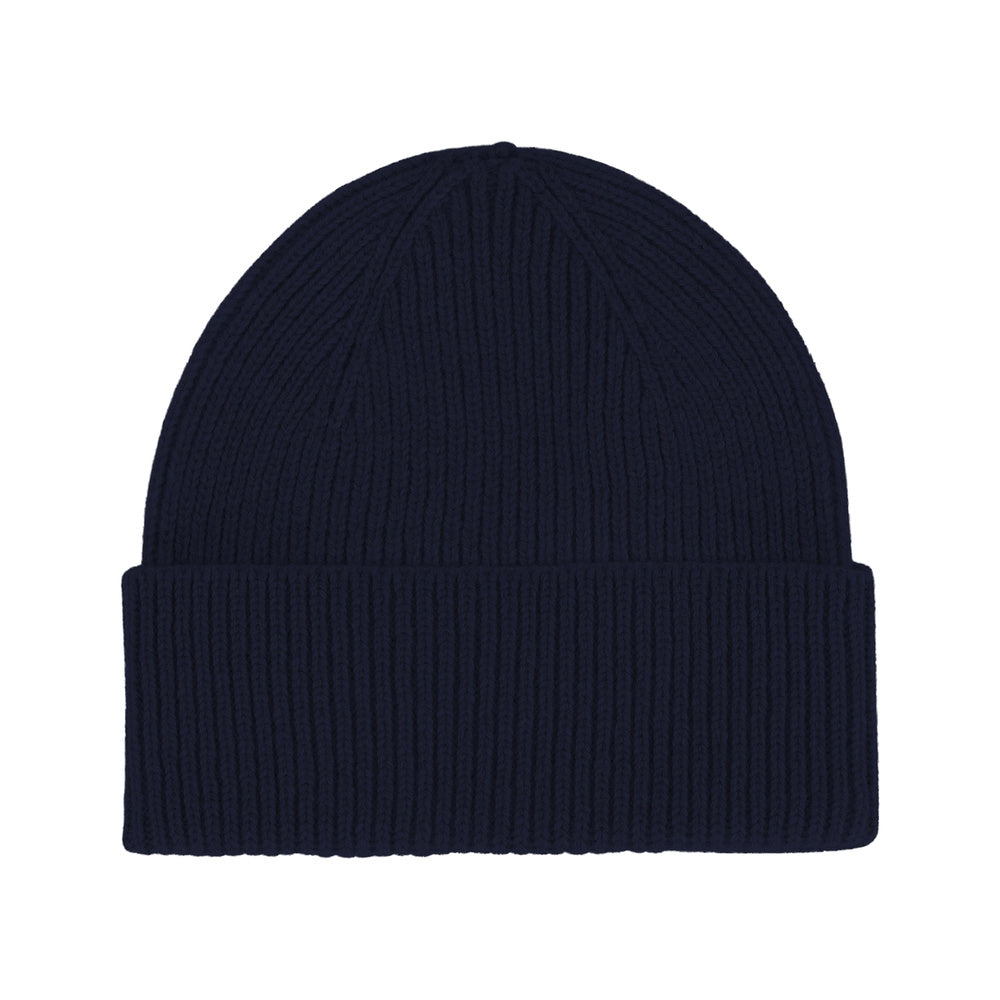 Colorful Standard Merino Wool Beanie Navy Blue – front view