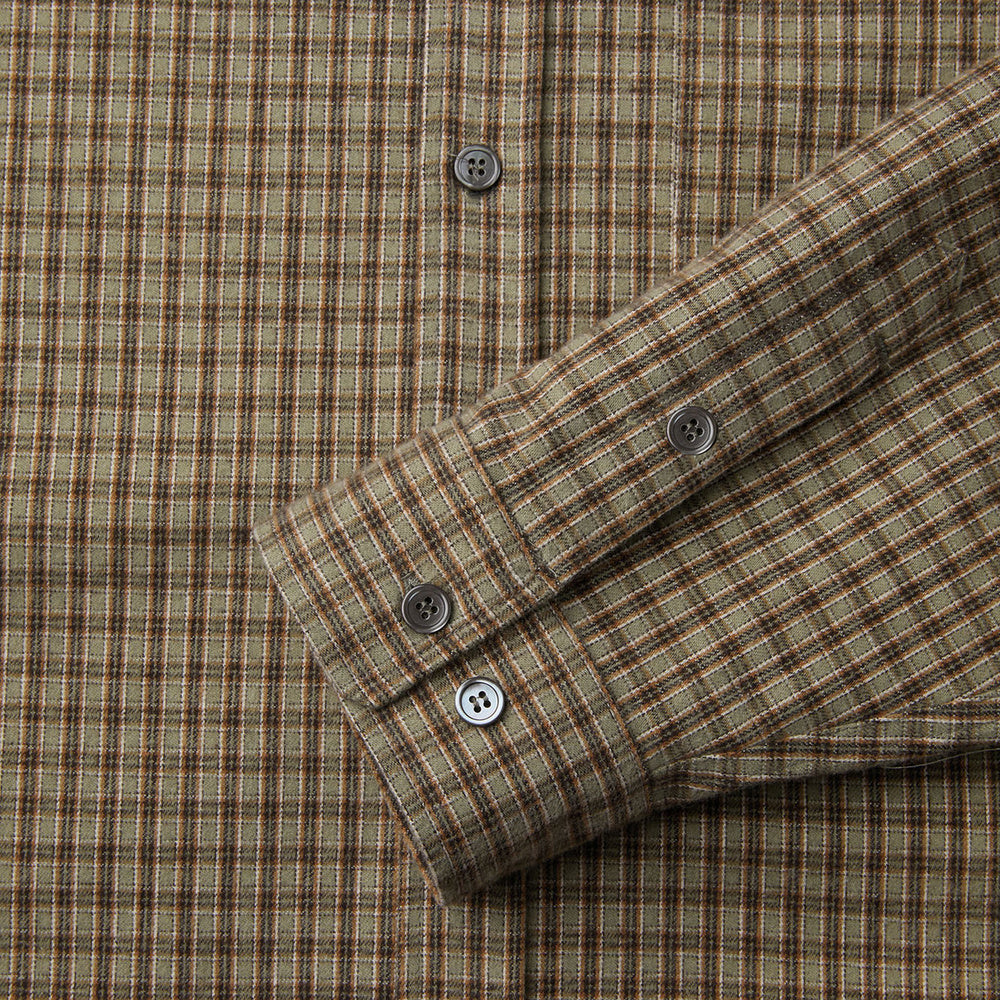 Camicia COOR Gun Club Check Shirt Sand Green – dettaglio del polsino