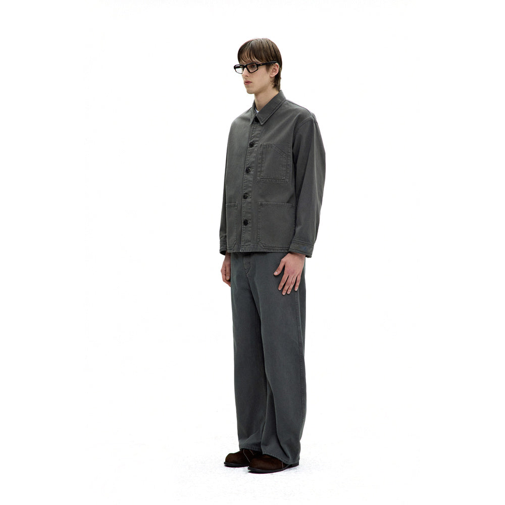 Pantaloni COOR Moleskin High Waist Curve Pants Washed Charcoal – indossati vista di tre quarti