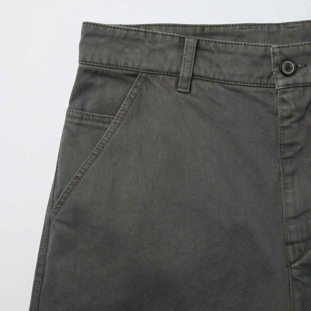Pantaloni COOR Moleskin High Waist Curve Pants Washed Charcoal – dettaglio della vita sul davanti