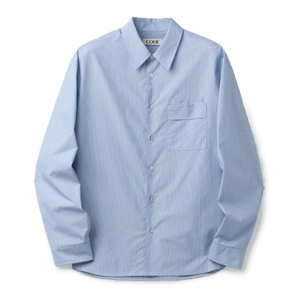 Camicia COOR Pin Stripe Pointed Shirt Sky Blue – vista frontale