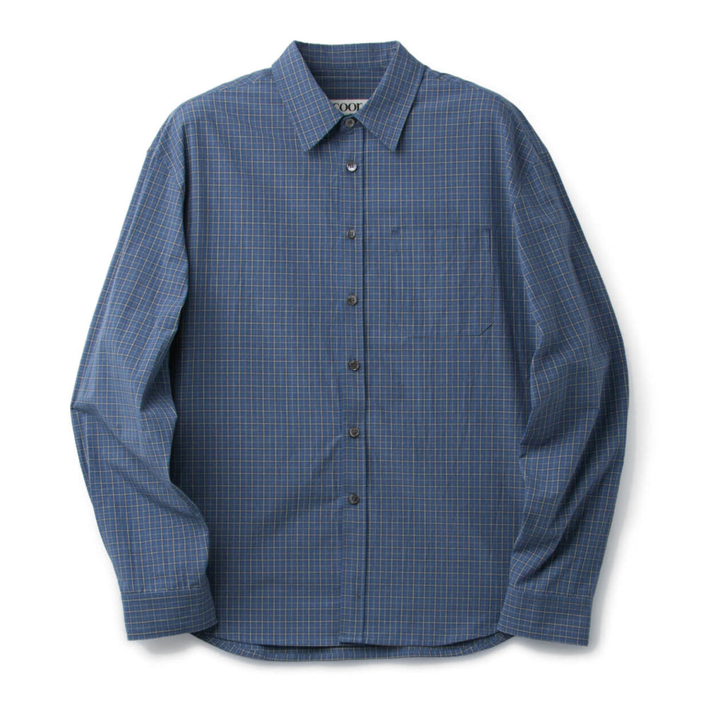 Camicia COOR Windowpane Check Shirt Blue Grey – vista frontale