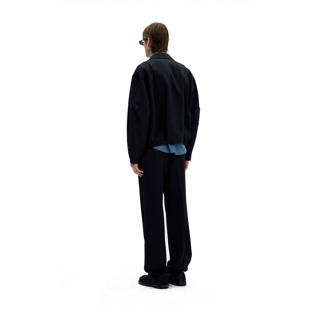 Giacca COOR Wool Blouson Jumper Black – indossata vista posteriore