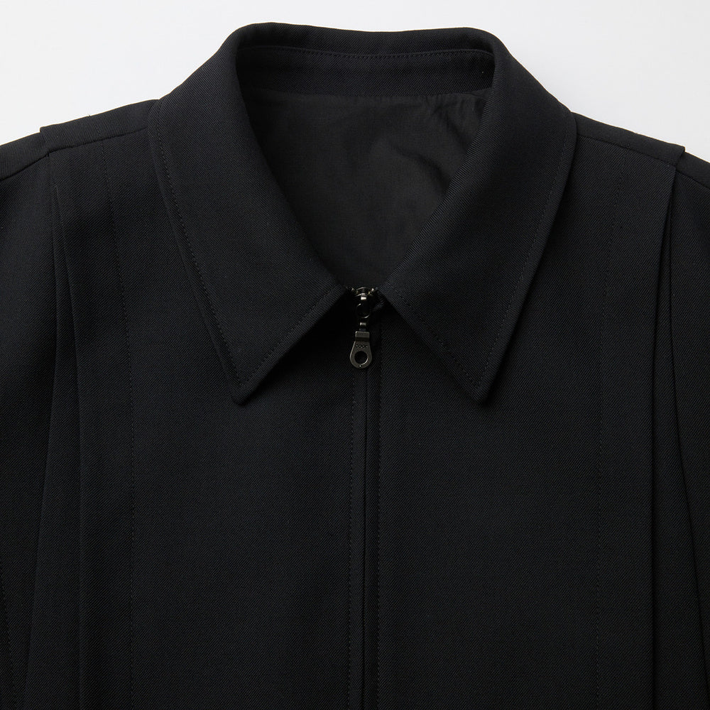 Giacca COOR Wool Blouson Jumper Black – dettaglio del colletto e della zip
