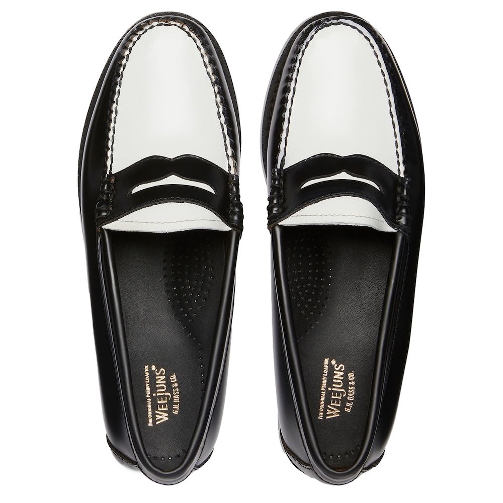 Mocassino G.H. Bass Weejuns Larson Penny Loafers Black/White – vista dall'alto