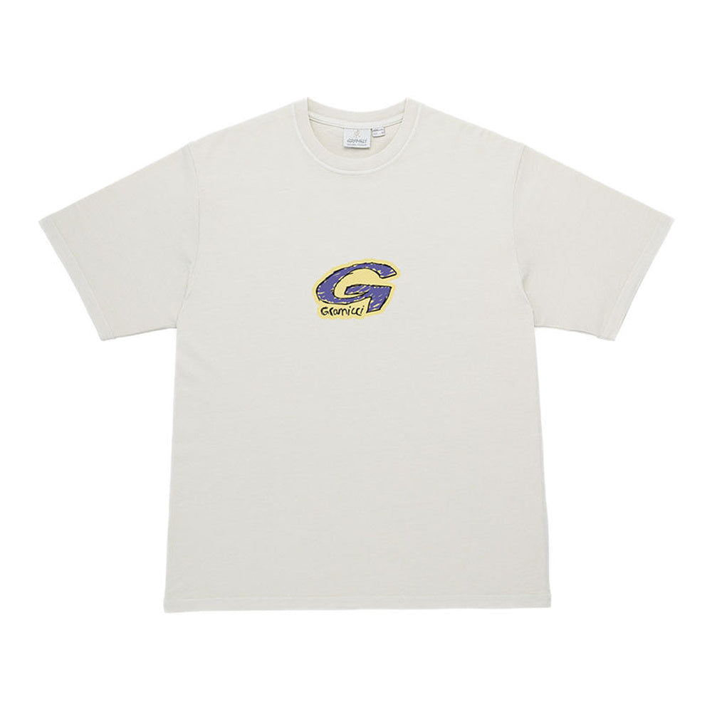 T-shirt Gramicci G-Scribble Tee Pigment Dyed Natural Pigment – vista frontale