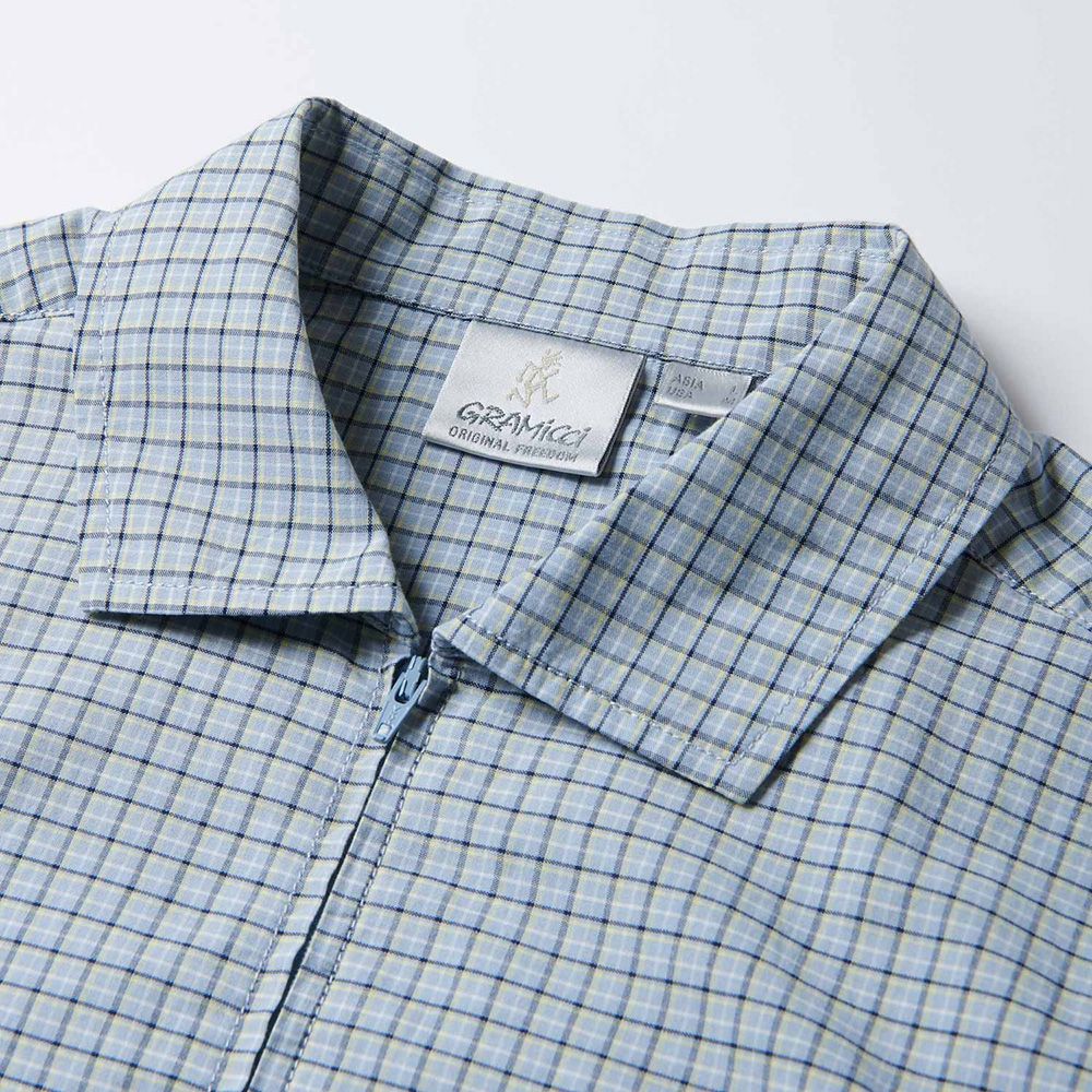 Camicia Gramicci Zip Up Wave Shirt Pacific Plaid – dettaglio del colletto