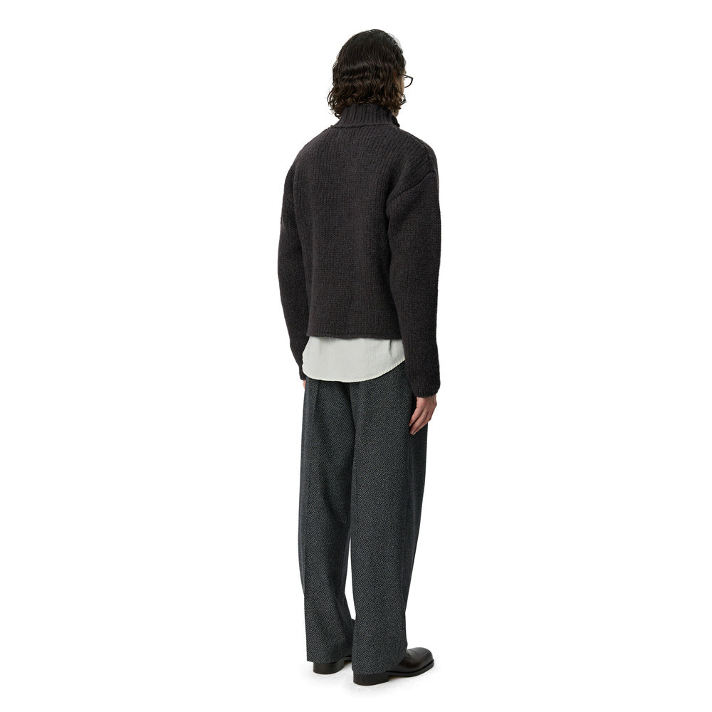 Cardigan mfpen Members Zip Knit Linty Umber – indossato vista posteriore