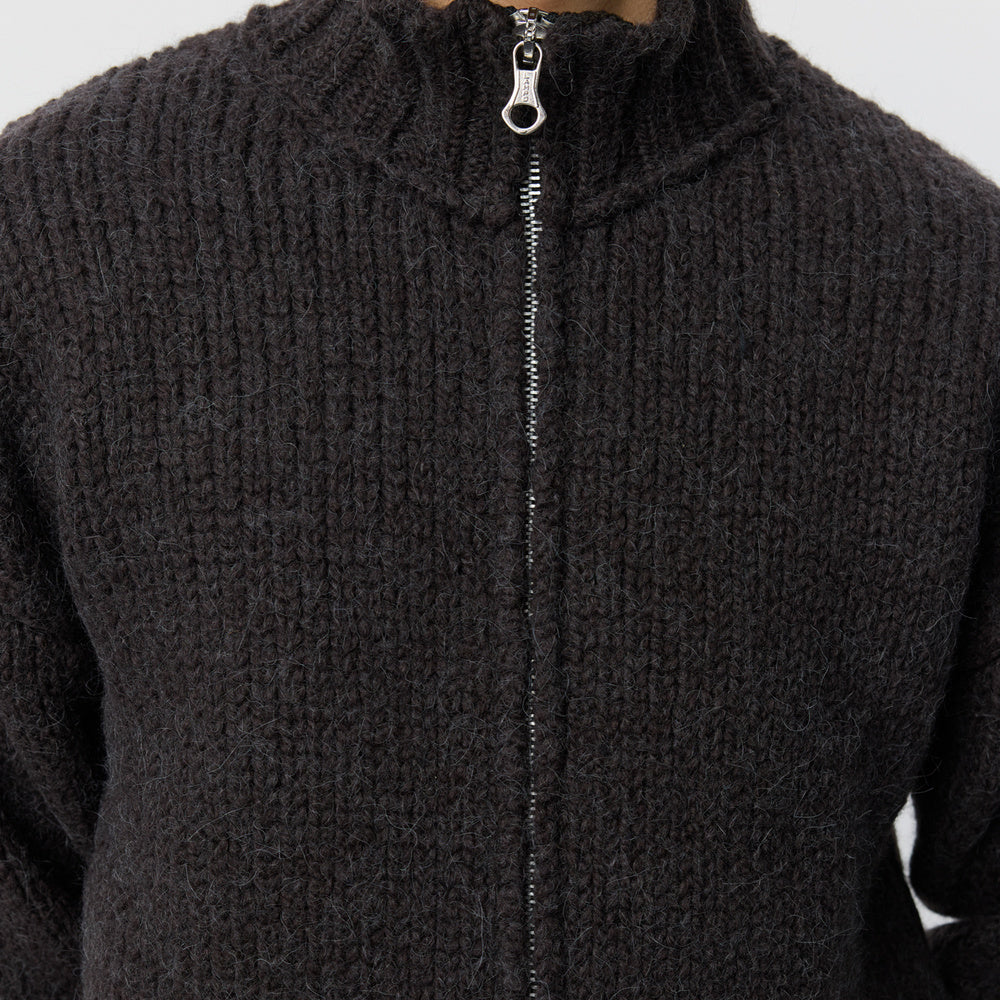 Cardigan mfpen Members Zip Knit Linty Umber – dettaglio della zip
