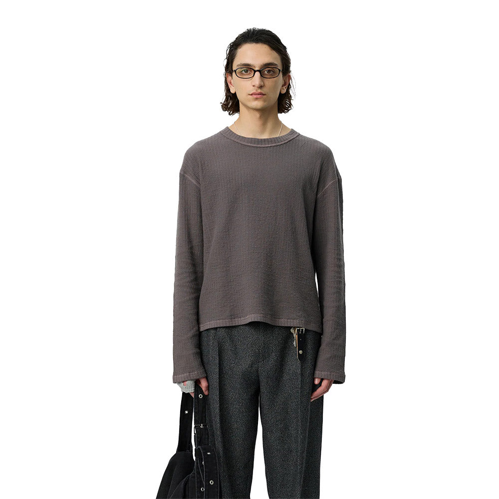 Maglione mfpen Reverse Rib Sweater Murkey Grey – indossato vista frontale