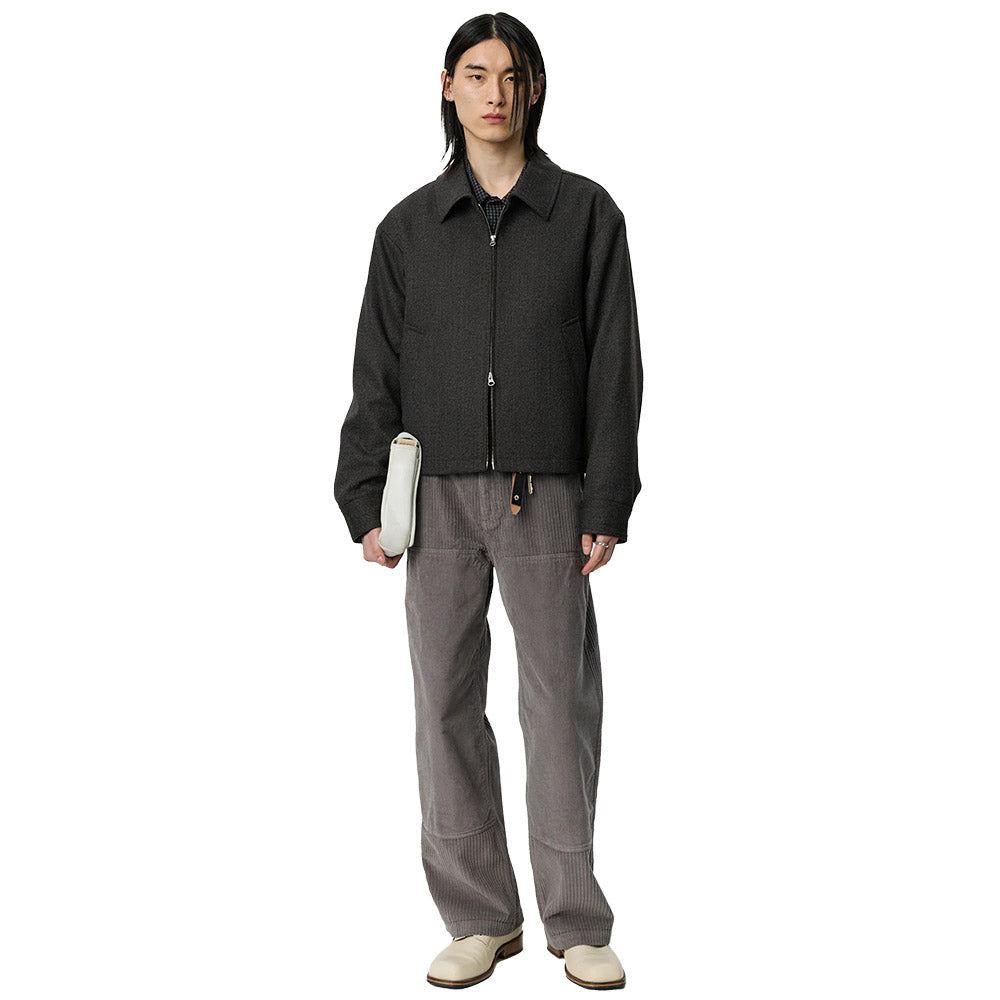 Giacca mfpen Mail Jacket Brown Melange Stripe – indossata figura intera
