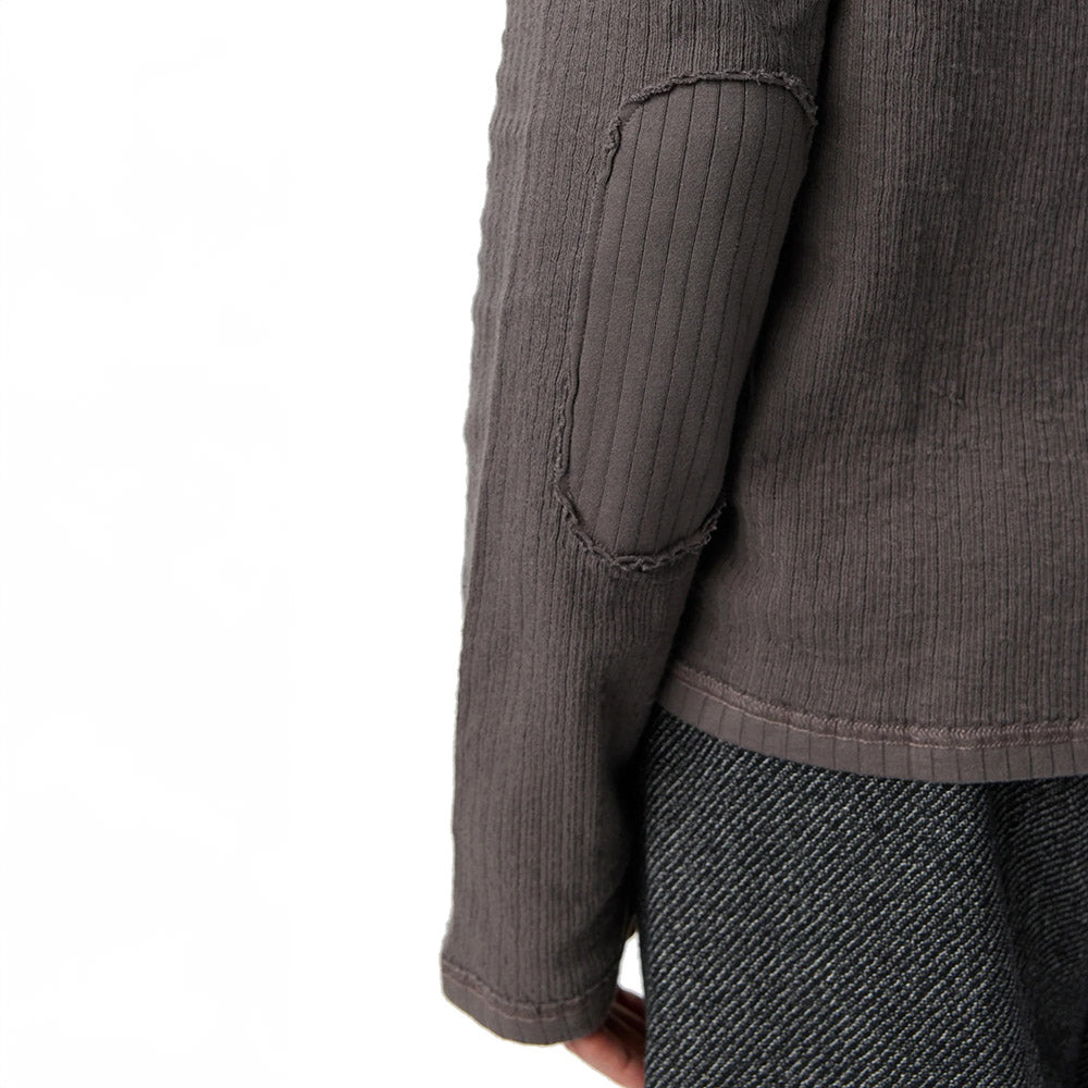 Maglione mfpen Reverse Rib Sweater Murkey Grey – dettaglio della toppa al gomito