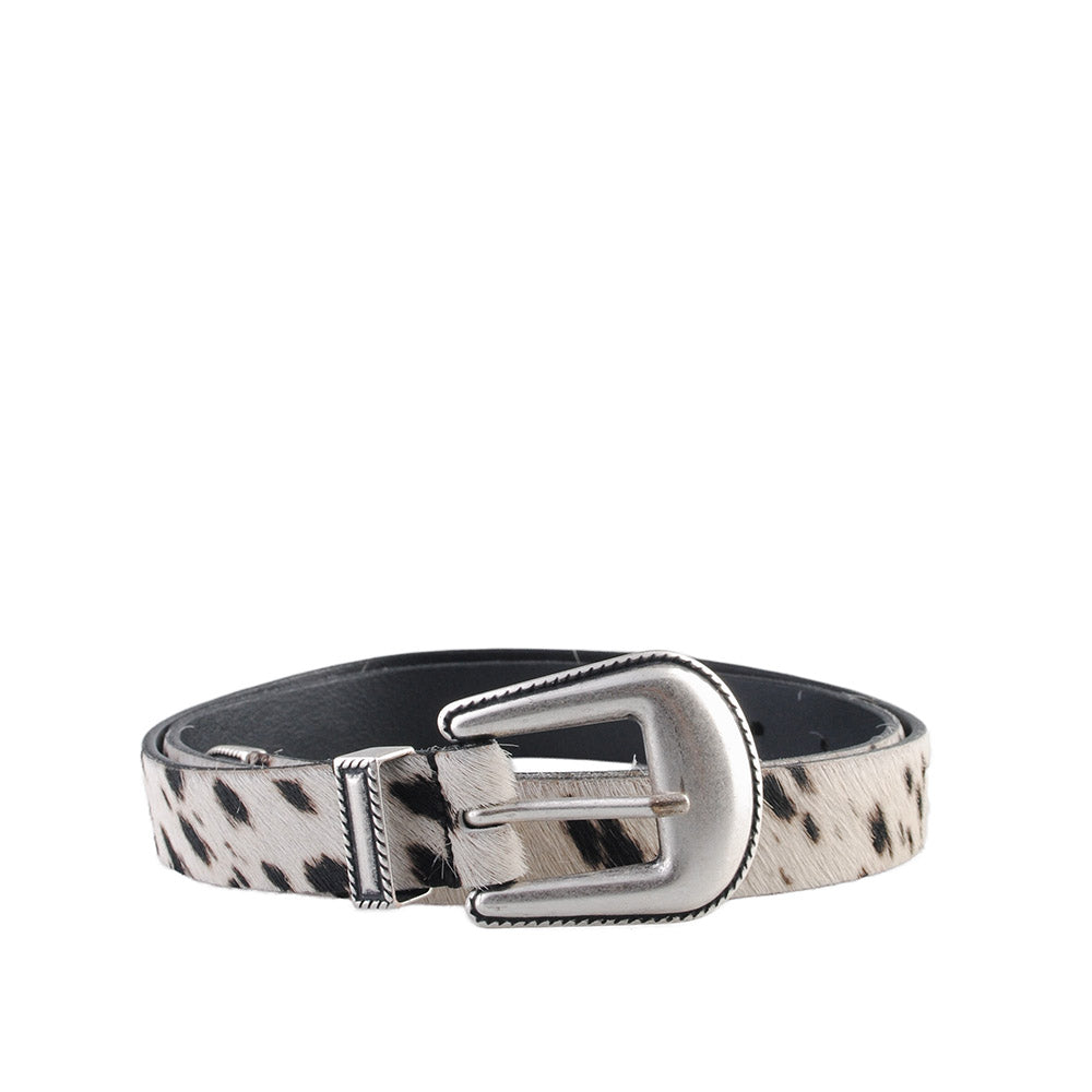 Cintura Molebo Cow Pony Hair Western Buckle Belt White/Brown – vista frontale