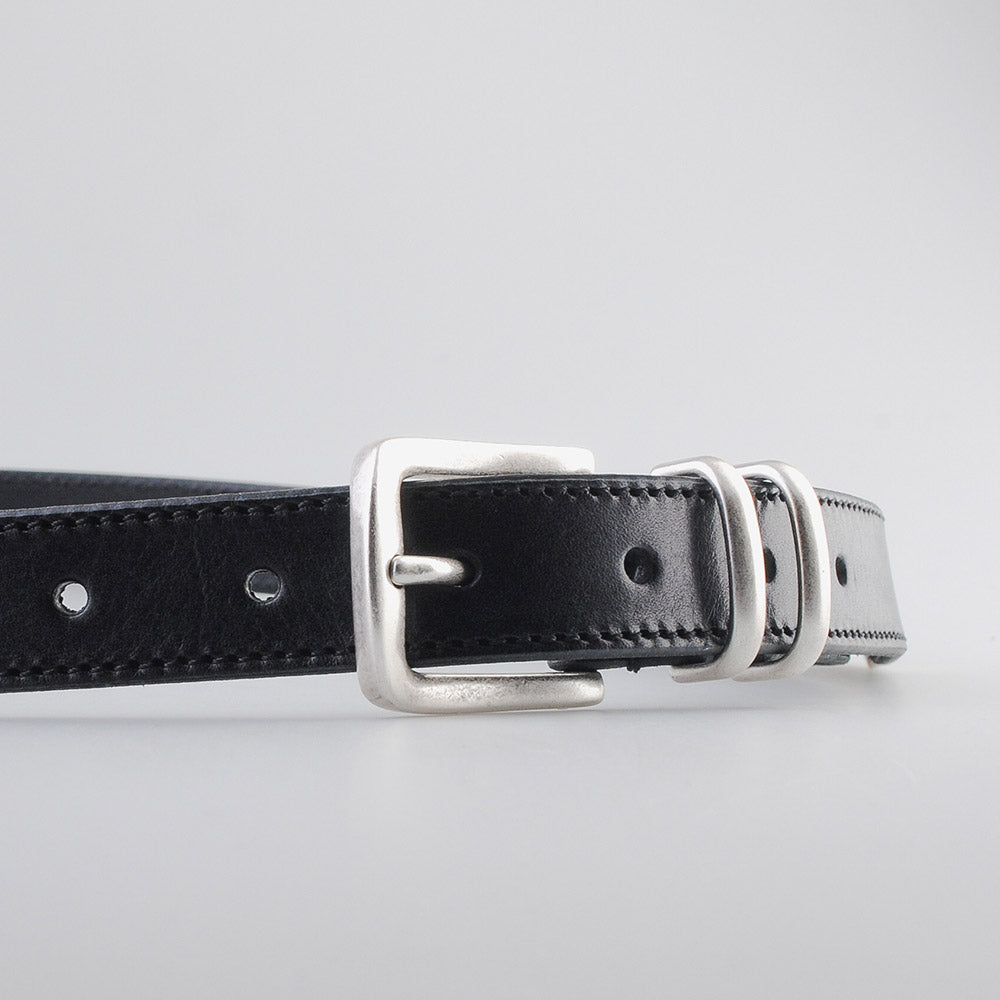 Cintura Molebo Stitched Leather Belt with Buckle Set Black – dettaglio della fibbia
