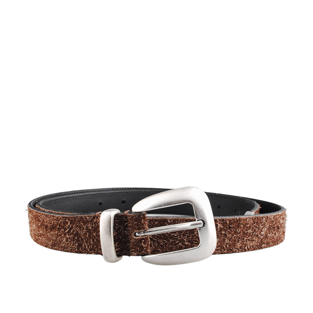 Cintura Molebo Western Buckle Suede Belt Brown – vista frontale