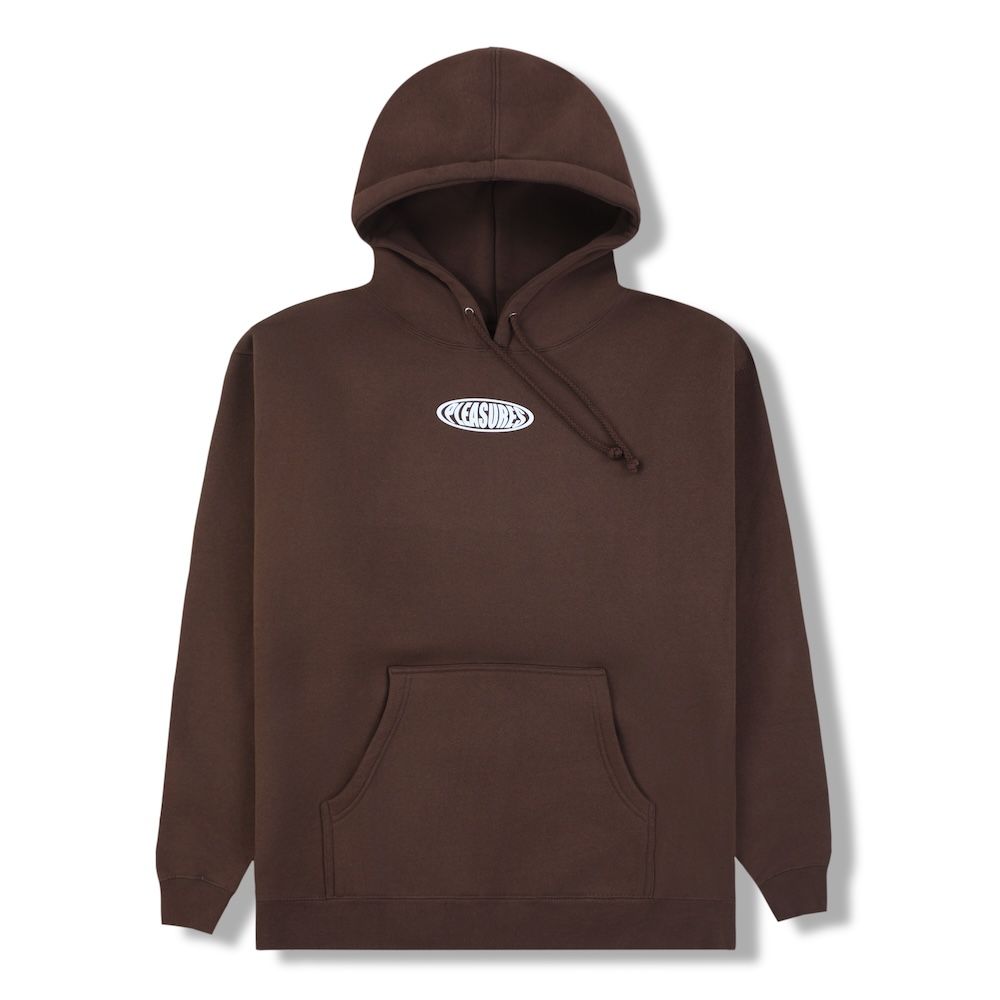 Felpa con cappuccio PLEASURES Overview Hoodie Brown – vista frontale