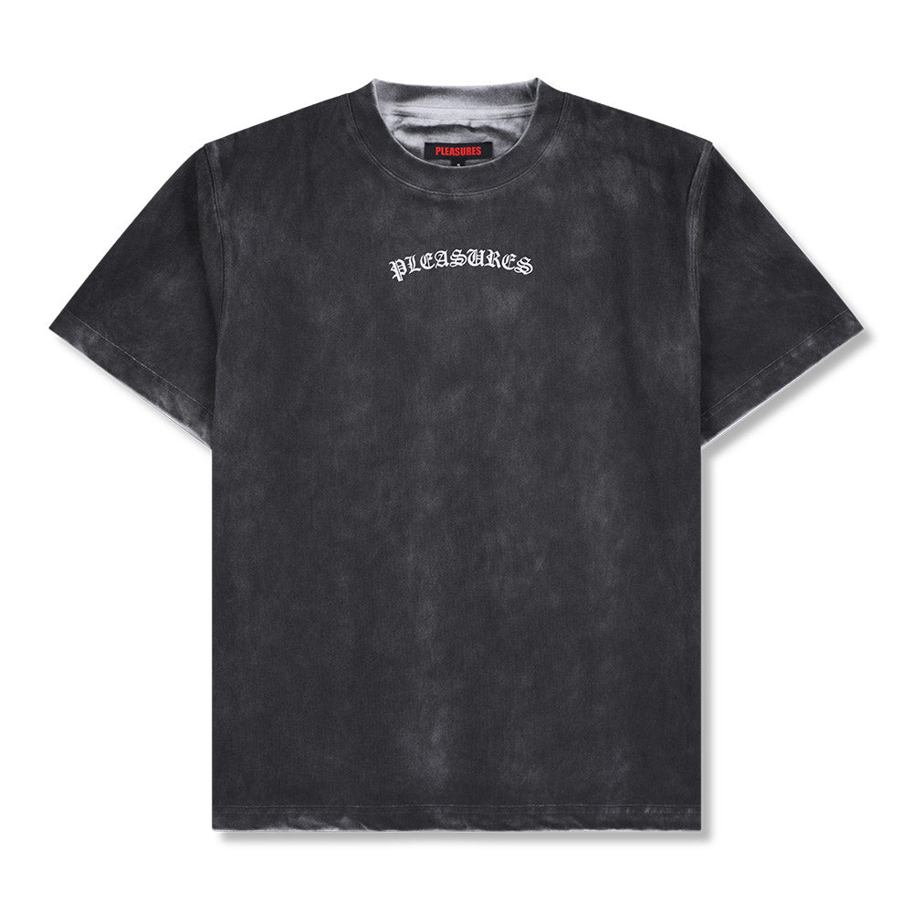 T-shirt PLEASURES Spray OE Heavyweight Shirt Black – vista frontale