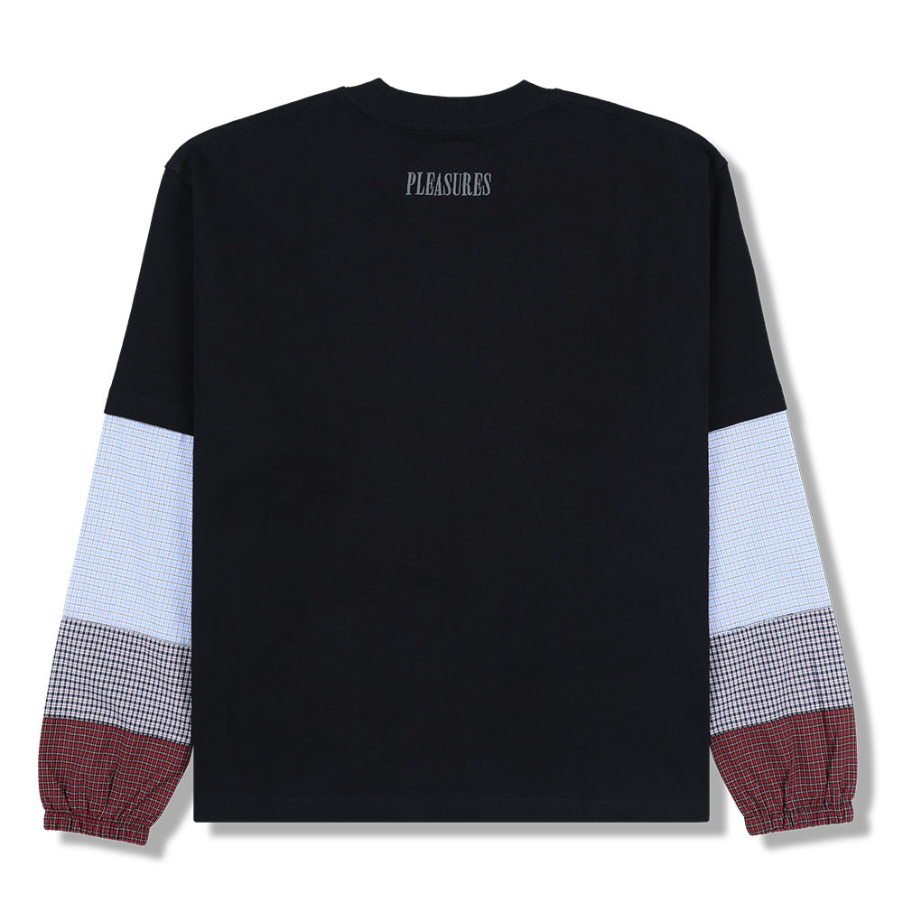 T-shirt PLEASURES Tartan Heavyweight Long Sleeve Black – vista posteriore