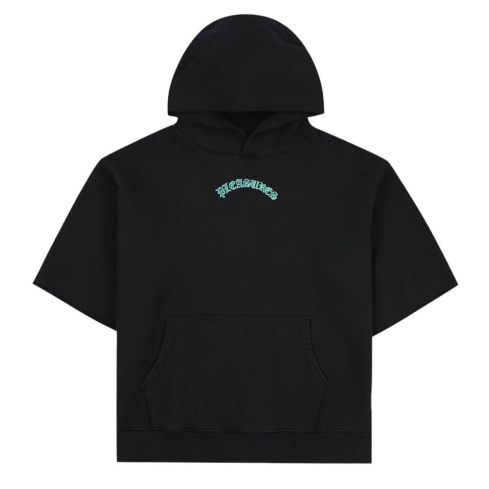 Felpa con cappuccio PLEASURES Cut Off Hoodie Black – vista frontale