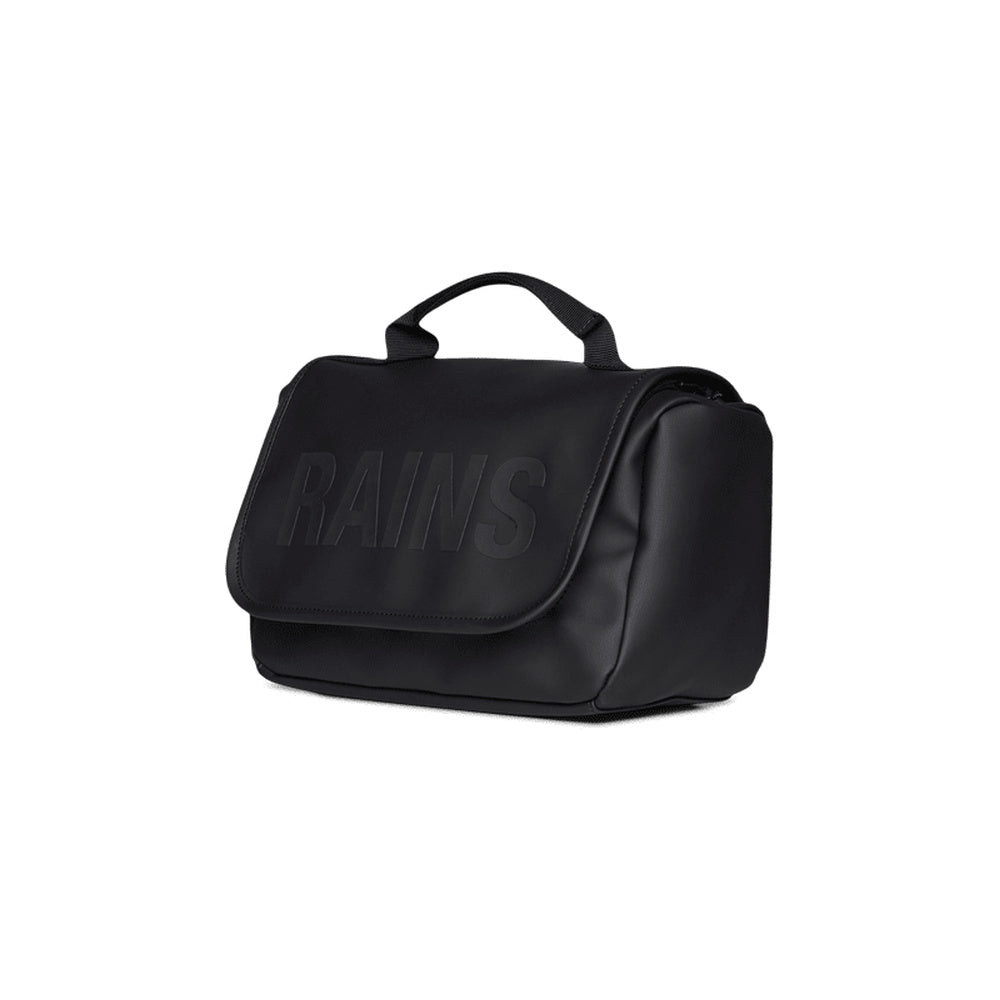 Beauty case Rains Texel Wash Bag Black – vista di tre quarti