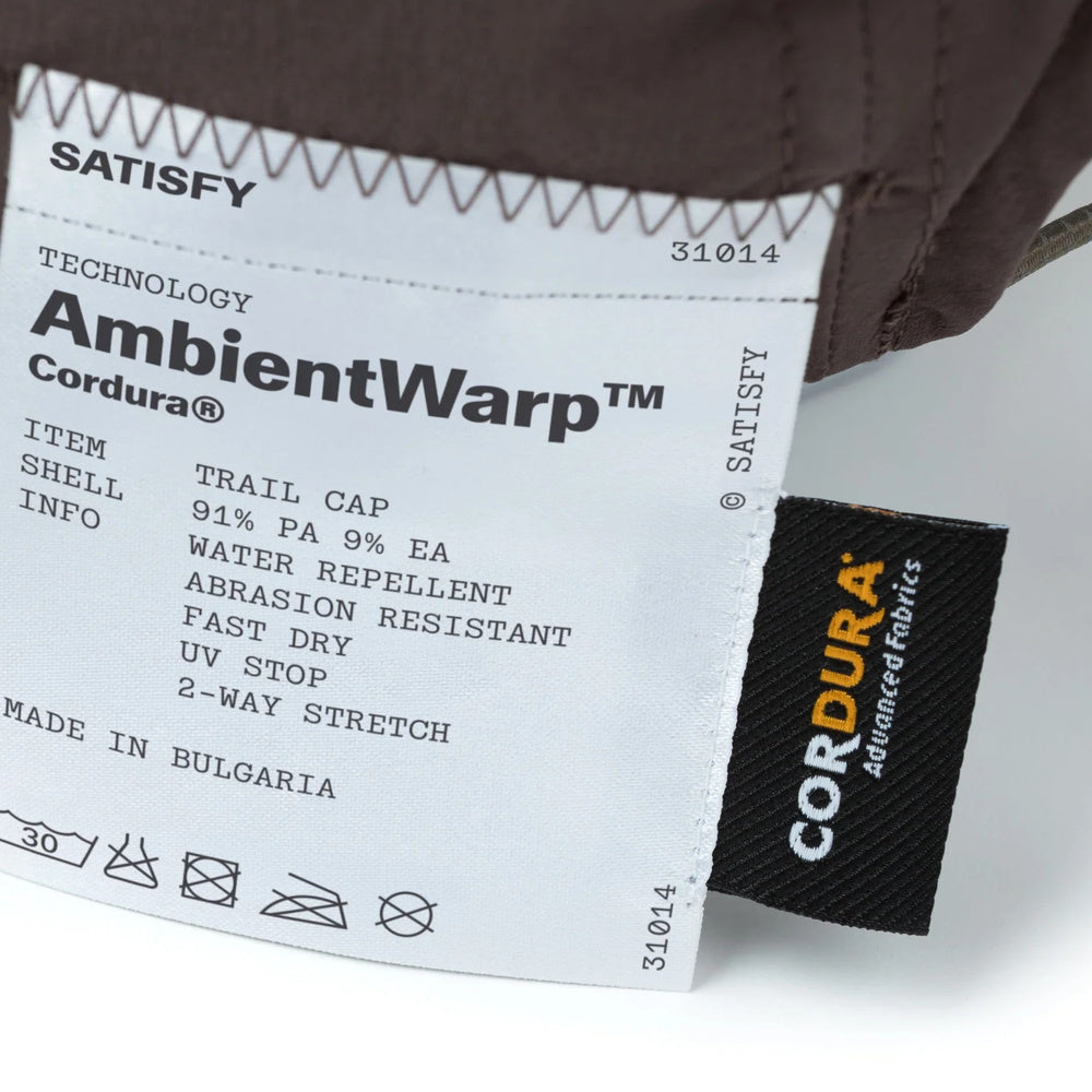 Cappellino Satisfy AmbientWarp Cordura Trail Cap Falcon – etichetta di composizione esterna