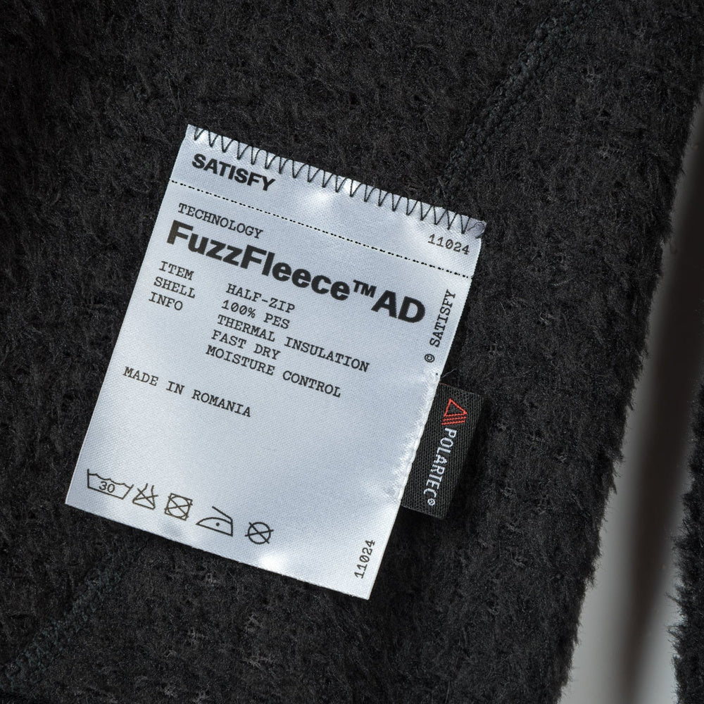 Maglia Satisfy FuzzFleece AD Half-Zip Phantom – etichetta di composizione esterna