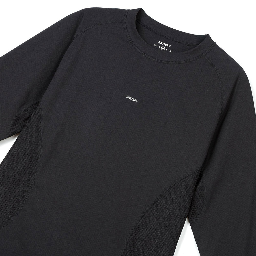 Maglia Satisfy FuzzFleece Octa Long Tee Black – vista di tre quarti