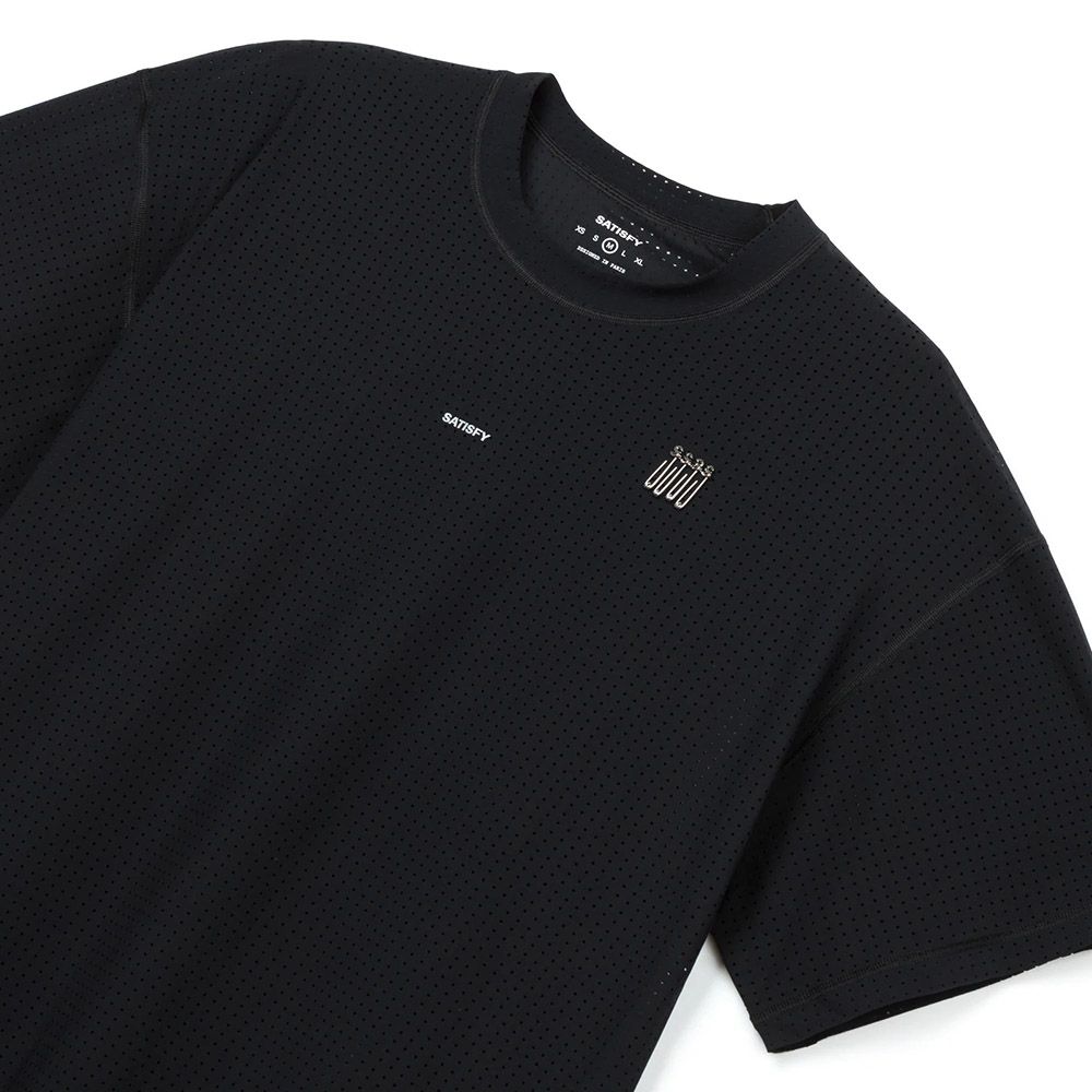Maglia Satisfy Space-O T-Shirt Black – vista di tre quarti