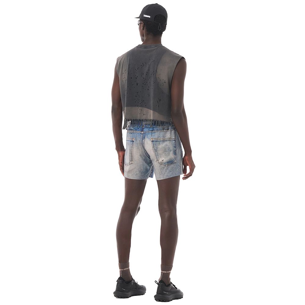 Satisfy AmbientWarp 5" Unlined Shorts Digital Denim – worn by a model, back view